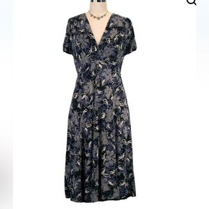 Pink Wheels Vintage Floral V-Neck Midi Dress Small NWT